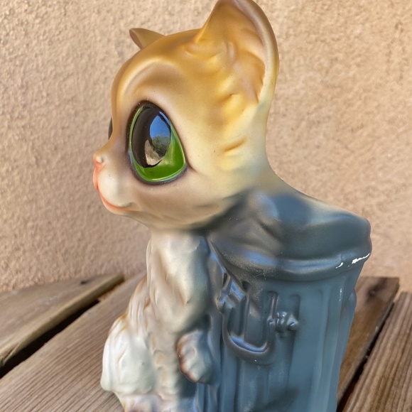 VTG 1960s Enesco Big Eyed Cat Vase Planter Desk Organizer - Picture 6 of 10